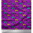 thumbnail image 1 of Soimoi Purple Velvet Fabric Colorful Cars Transport Print Fabric by the Yard 58 Inch Wide, 1 of 3