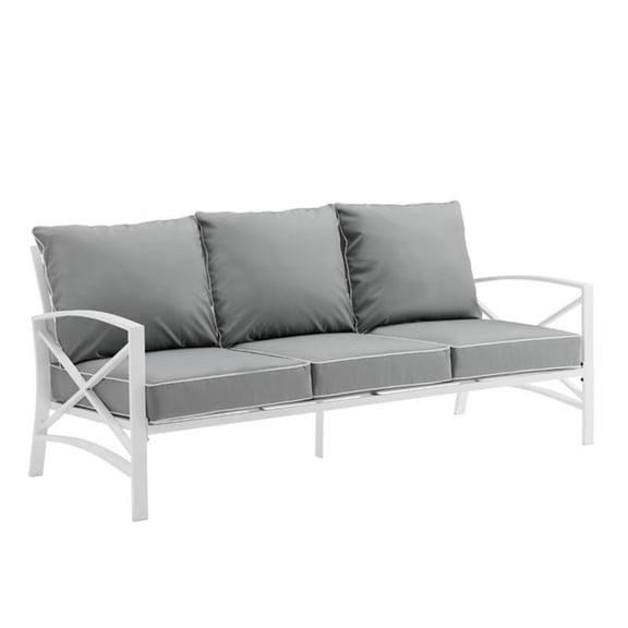 Afuera Living Transitional Outdoor Metal Sofa in Gray