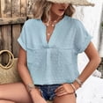 thumbnail image 4 of Xmarks Womens Tops Summer T Shirts Casual V Neck Short Sleeve Blouses Shirt With Two Pocket S-XL, 4 of 9
