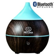 Pryzma Essentials Bluetooth Speaker Aromatherapy Essential Oil Diffuser, 7 Color Changing LED Night Light, 200ml Cool Mist Ultrasonic Humidifier, Wood Grain and Waterless Auto Shut-off. Yoga Spa Home