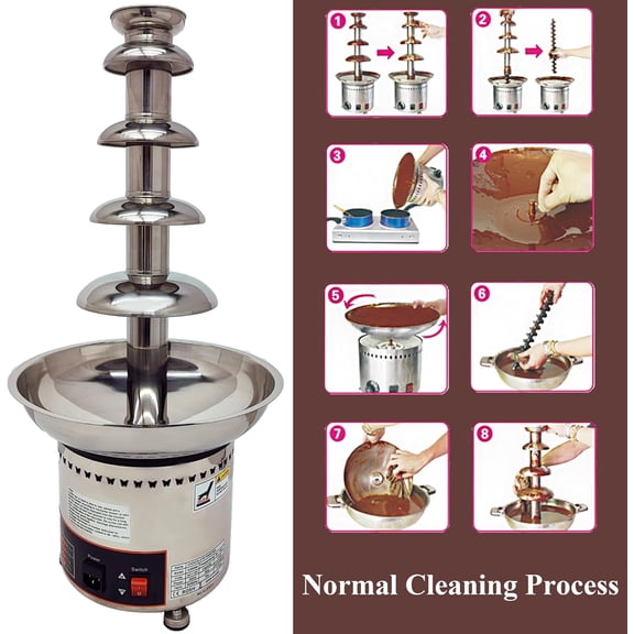 Chocolate Waterfall Fountain Five Storys Digital Display Button Wedding Birthday Party 110V 150W