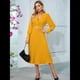 thumbnail image 4 of Vestido Acampanado de Larga para Mujer, Corte A, Informal, Semiformal, para Invitada de Boda, de Oficina, con Cinturón Amarillo L, 4 of 10