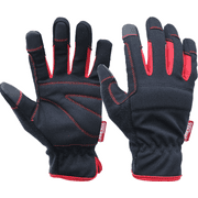 Hyper Tough Black Synthetic Leather Touch Screen Work Glove, Full Fingers, Size Extra Large