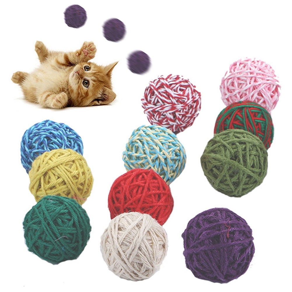 Top Pet Pet Cat Kitten Bell Fun Games Woolen Yarn Ball Exercise Scratch
