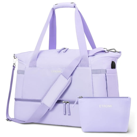 Bolsa de gimnasio ETRONIK para mujer, bolsa de viaje con puerto USB, color morado