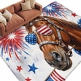 thumbnail image 2 of Independence Day Washable Living Room Rugs 6'x9', American Flag Abstract Horse Firework Red Star Low Pile Throw Large Area Rug Non-Slip Sturdy Edge Binding Carpet for Dining Room Kitchen Office, 2 of 9