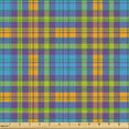 thumbnail image 2 of Ambesonne Orange Plaid Fabric by the Yard Upholstery, Contemporary Gingham, 5 Yards, Blue Purple Lime Green, 2 of 5