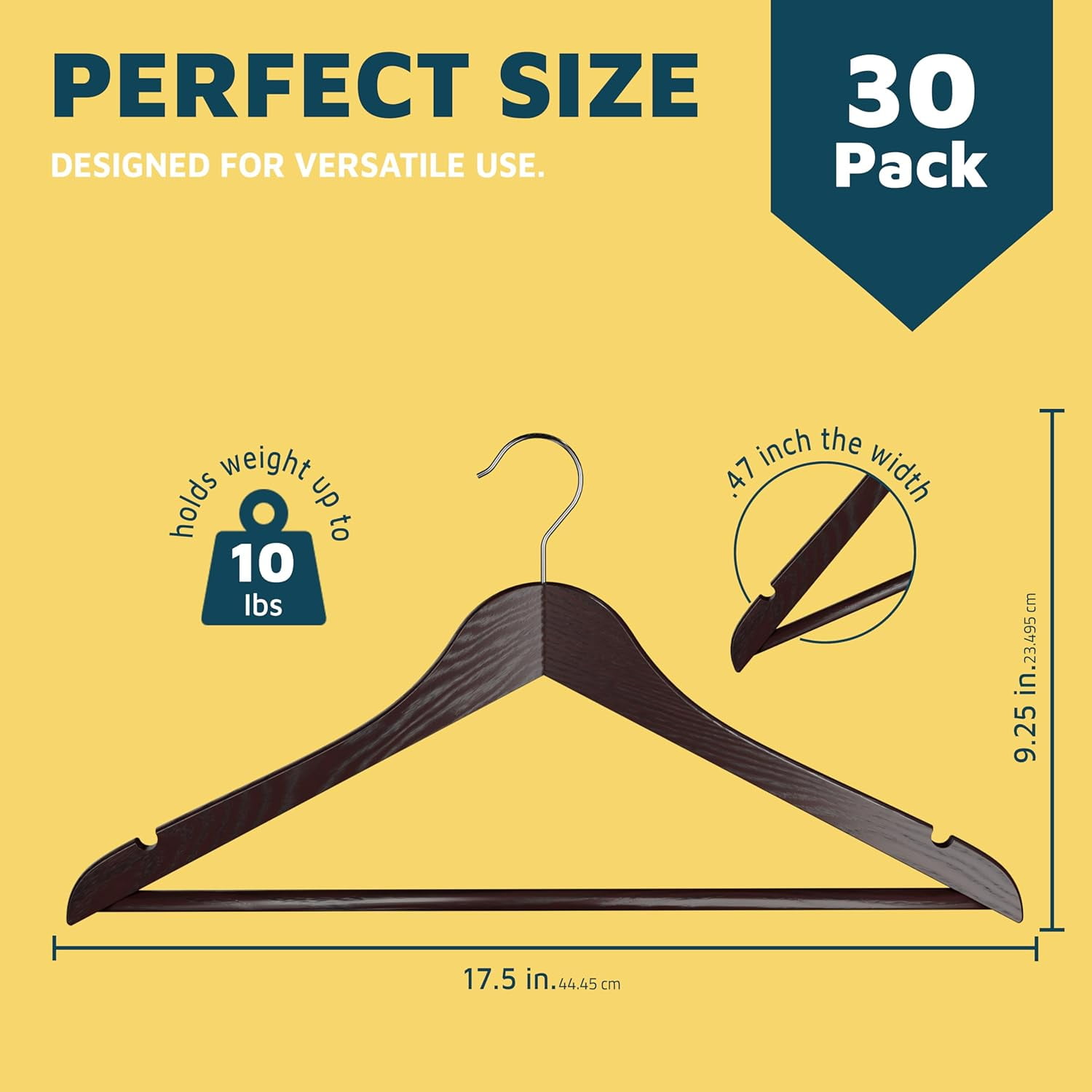 Lifemaster Wooden Hanger Set, 30-Pack – Non-Slip, Space-Saving Hangers for Suits, Coats, Jackets, Pants & Dresses with 360° Swivel Hooks, Cherry