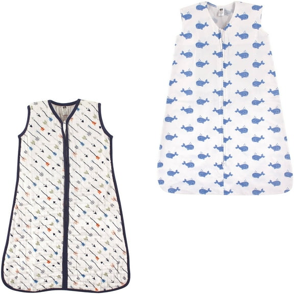 Hudson Baby Boys' Wearable Muslin and Jersey Cotton Sleeping Bag, 2-Pack, Choose Your Color and Size