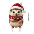 thumbnail image 3 of Christmas Cute Chicken Hedgehog Rabbit 2D Flat Printing Acrylic Insert Card Ground Stake Art Garden Decoration for Colorful Christmas Outdoor Use, 3 of 4