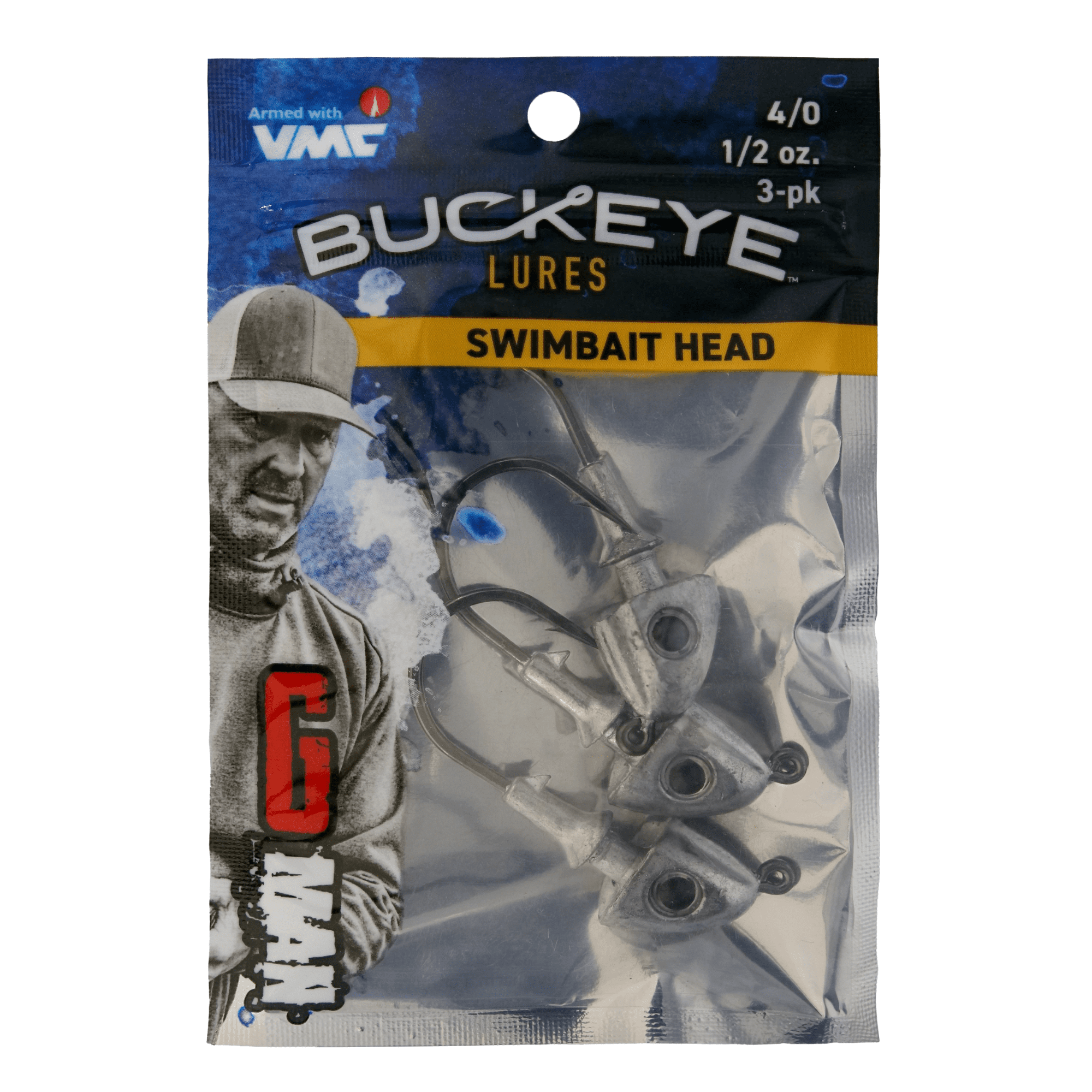 Buckeye Lures 1/2 oz unpainted, G-Man swimbait head (3 pack)