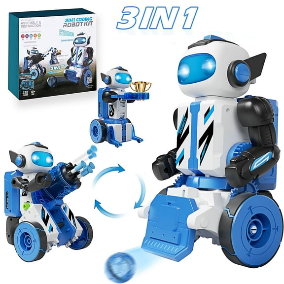 STEM Building Toys for Boys Remote Control & Programmable Robots Building Kit 3-in-1 DIY Mechanical Coding Robot Gifts for Kids Ages 8-14 