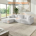 thumbnail image 2 of PUREMIND 117"W L Shaped Modular Sectional Sofa, Corduroy Cloud Couch, Sectional Couch with Deep Seat for Living Room/Apartment, Beige, 2 of 8