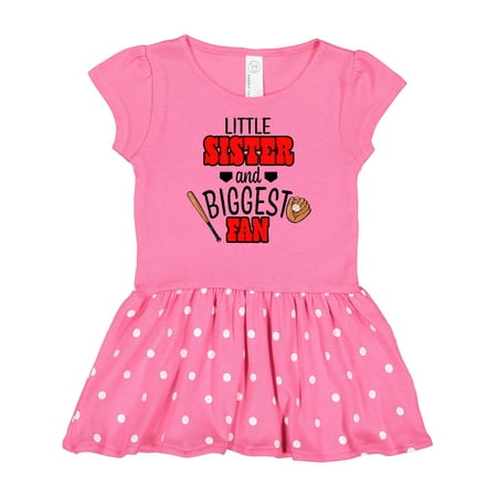 

Inktastic Little Sister and Biggest Fan Baseball Glove and Bat Gift Baby Girl Dress