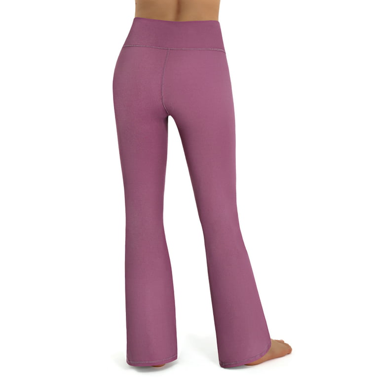 Eodora Womens High Waist Yoga Pants with Pockets Workout Running Leggings  Rose L 