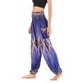 thumbnail image 4 of Lu's Chic Women's Boho Pants Smocked Waist Hippie Harem Yoga Gypsy Palazzo Summer Beach Pants Navy One Size, 4 of 5
