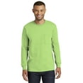 thumbnail image 3 of Port Company Tall Long Sleeve Essential Pocket Tee-3XLT (Lime), 3 of 7