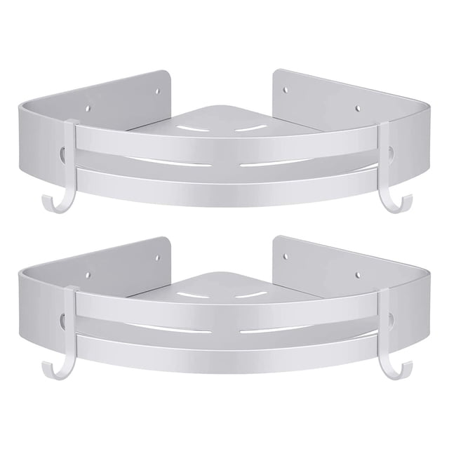 Estante de ducha de esquina con adhesivo fuerte, organizador de pared duradero y resistente para una mayor capacidad de almacenamiento (blanco)