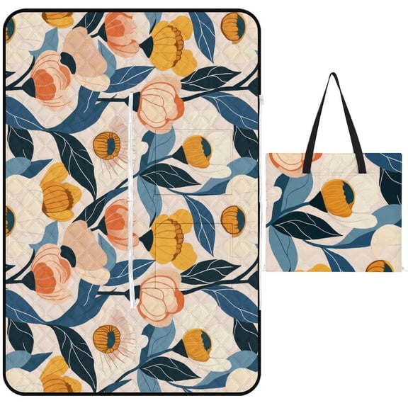 Colorful Floral Bohemia Waterproof Picnic Blanket with Foldable Zipper, Suitable for Outdoor Use, Suitable for Travel, Camping, Beaches, Parks, Grasslands, Picnic Blanket Accessories