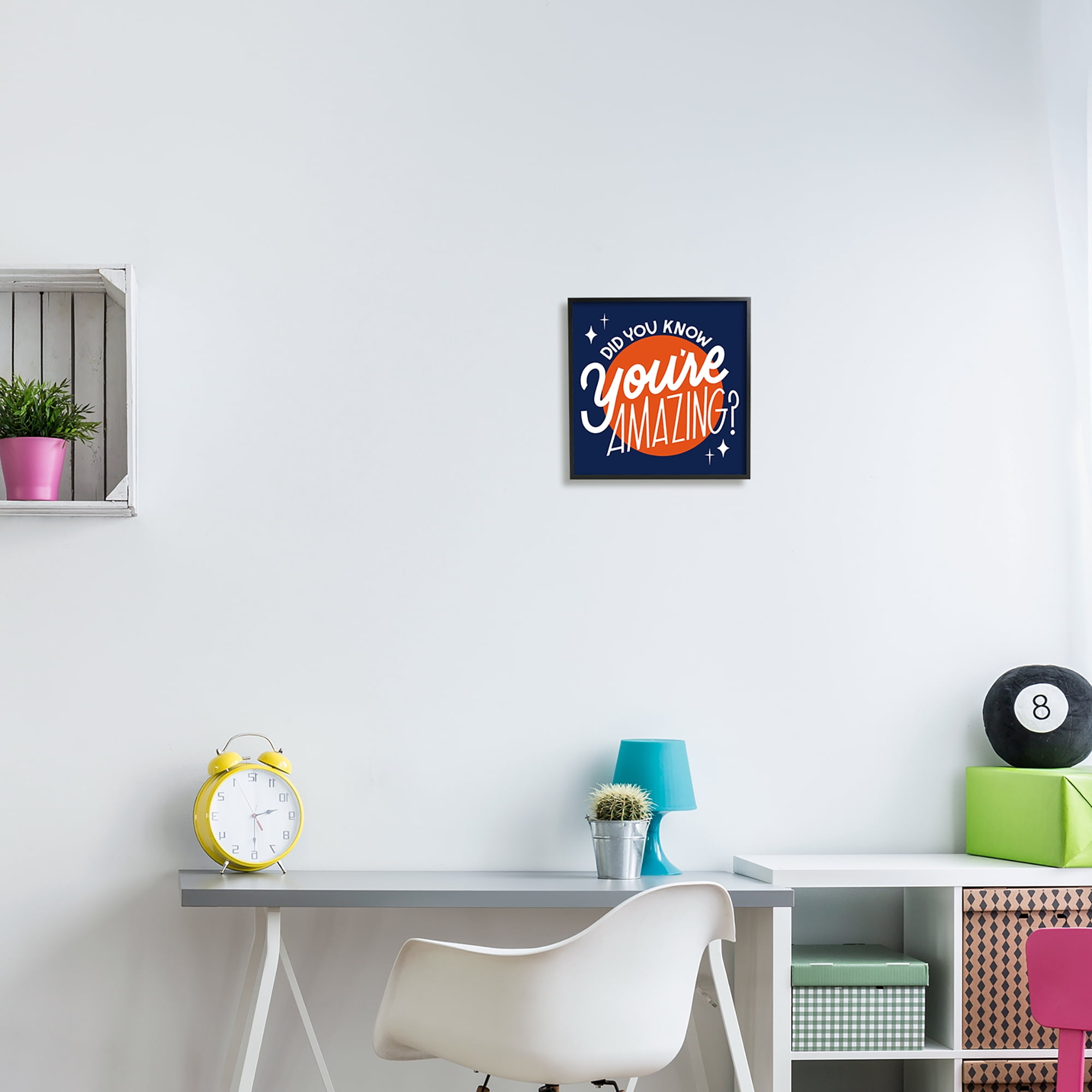 Stupell Industries You're Amazing Blue & Orange Inspirational Painting Black Framed Art Print Wall Art