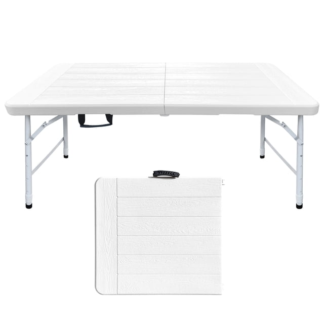 Table Pliante Blanche de 4 Pi - Table de Pique-Nique Extérieure Portable