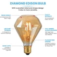 thumbnail image 3 of 40watt Decorative Light Bulb,Diamond Glass Vintage Nostalgic LED Edison Light Bulb Dimmable,Warm Light 2200k Atmosphere Lights,for Living Room,Bedroom,Lamps,Night Light,Vanity Fancy Light Bulbs 2pack, 3 of 6