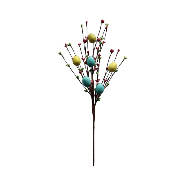 ¡Oferta! Rama de árbol con forma de huevo de Pascua, pintura colorida, huevo de espuma, flores falsas, decoración de Pascua para hacer uno mismo, C