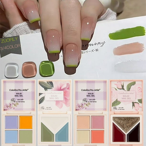 New 4 Colors Nail Solid Glue Set Japanese Light Therapy Cream Summer Pudding Gel Nail Polish Palette Nail Jelly Nail Gel12-4Color He Qiyong unisex