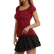 thumbnail image 3 of Camisetas de Estilo Grunge Y2K con Cuello Cuadrado Transparente y Retazos de Encaje para Mujer, Ropa Estética Gótica Vintage Rojo M, 3 of 10