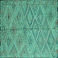 thumbnail image 1 of Ahgly Company Machine Washable Indoor Square Southwestern Turquoise Blue Country Area Rugs, 8' Square, 1 of 4