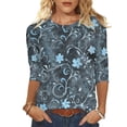 thumbnail image 2 of VBVC Women's 3/4 Sleeve Vintage Floral Tops,Ladies Lightweight Boho Pullover,Workout T-Shirts for Women,Multicolor,Size XL, 2 of 6