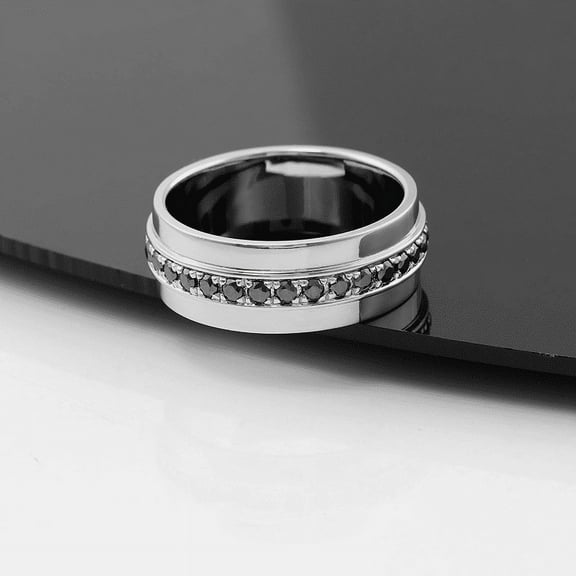 Eclet Jewels 0.7 Ct Round Cut Diamond Rings for Her - 14K White Gold Plated Rings -Engagement Wedding Engraved Rings for Men's - Daily Wear Diamond Ring Band - Men's Jewelry Anniversary Silver Rings