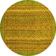 thumbnail image 1 of Ahgly Company Indoor Round Oriental Yellow Modern Area Rugs, 5' Round, 1 of 4
