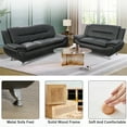 thumbnail image 3 of Aukfa 3 Piece Sofa Set - 61" Wide Upholstered Loveseat Couch for Living Room Bedroom, Leather, Black, 3 of 10