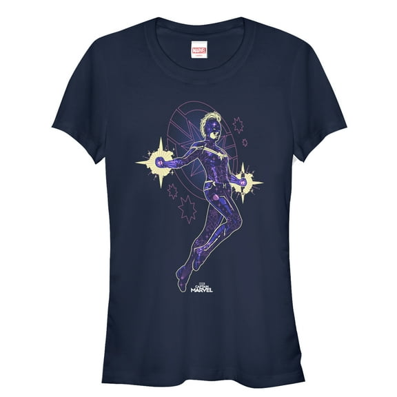 Junior's Marvel Captain Marvel Galactic Kree Warrior  Graphic Tee Navy Blue X Large