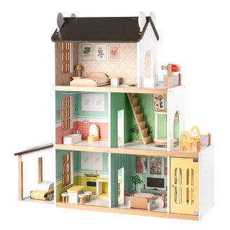 Hape Family Mansion Wooden Dollhouse with LED Lights, 28.43 in