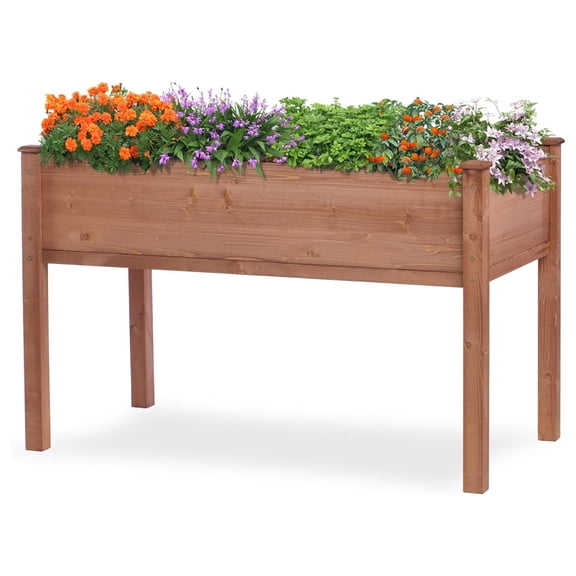 48x24x30 inch Raised Garden Bed with Legs, Elevated Wooden Planter Box for Outdoor Plants Flowers Fruits Vegetable Growing
