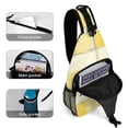 thumbnail image 4 of Full Print Chest Bag 8×15in Outer Large Bag On Both Sides Of Mesh Bag Inside Pocket Design Sponge Pad Shoulder Strap LightYellow Checked Hand-drawn Sketch_4, 4 of 8