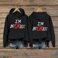 thumbnail image 2 of Telankuip Im Ok Broken Hoodies for Womens Fashion Letter Print Long Sleeve Hooded Sweatshirts Casual Comfortable Athletic Wear Pullover Top 2-Black XS, 2 of 3