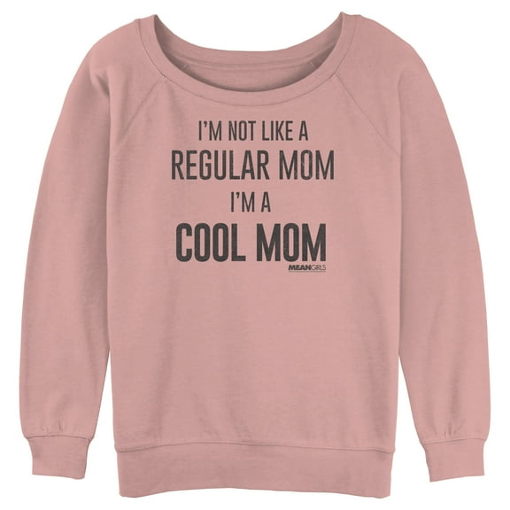 Junior's Mean Girls Not a Regular Mom I'm a Cool Mom Sweatshirt Desert Pink 2X Large