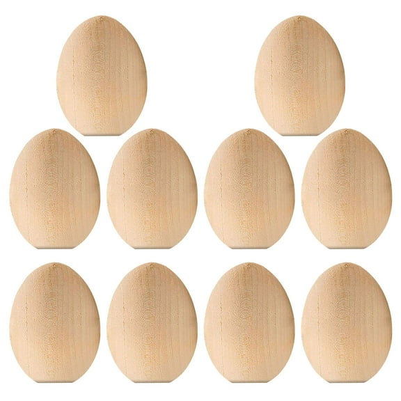 Darzheoy 10 Pcs Wooden Fake Eggs, 1.5 Inch Unpainted Wooden Eggs DIY Doodle Easter Eggs Children Hand Painted Eggs Painting Toy, Easter Eggs for Children DIY Game