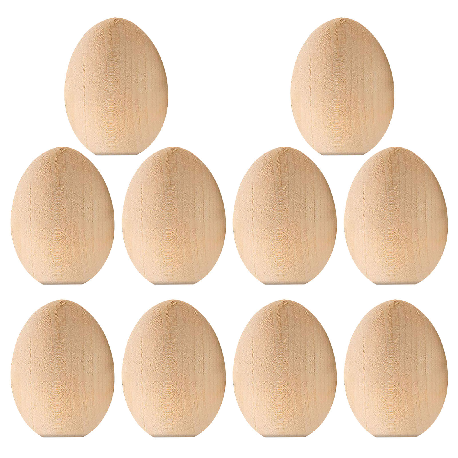 Lot De 10 œufs En Bois Non Finis Pour Pâques - 4,5x3,4 Cm, Fond Plat - Idéal DIY, Décoration, Peinture, Activités Manuelles Enfants