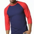 thumbnail image 5 of Men's 3/4 Sleeve Crew Neck Baseball Shirt, Casual Dynamic Cotton Raglan T Shirts, Dark Red/Navy S, 1 Pack, 5 of 7