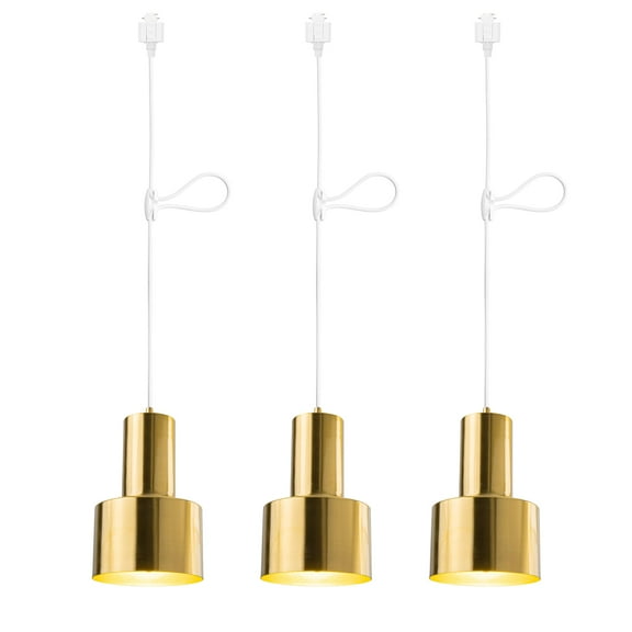 KAYYELAMP Set of 3 H-Type Gold Bronze Track Lighting E26 Base Cord Adjustable Vintage Design 3.9 Feet for Kitchen Restaurant(No Bulb, Track)