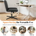 thumbnail image 5 of Smiaoer Office Chair No Wheels Criss Cross Legged Office Chair Armless PU Leather Desk Chair Wide Swivel Home Office Task Chairs,Black, 5 of 8
