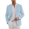 thumbnail image 3 of FGVCTG Mens Notch Lapel Blazer Jacket Casual Regular Fit Sport Coat Business Wedding Suit Jacket for Daily Party Prom Office Wear Light Blue 2XL, 3 of 7