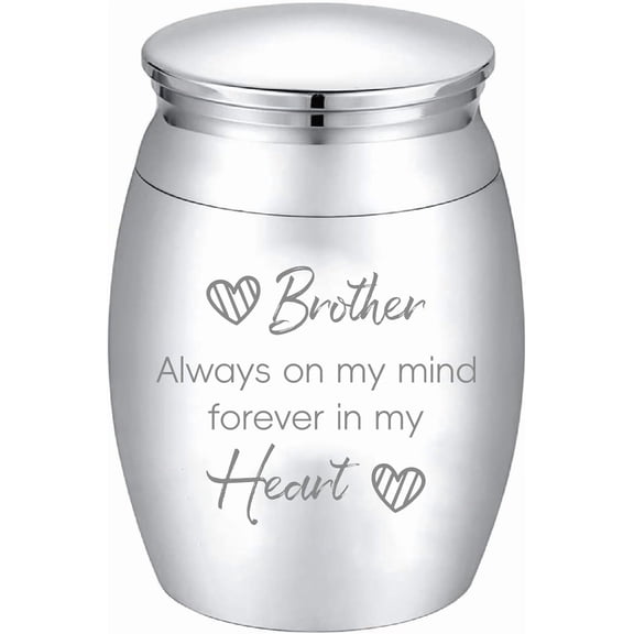 Small Keepsake Urns Mini Cremation Urn for DIY Human Ashes Alloy Sharing Funeral Urn Memorials Ashes Holder Miniature Container for DIY Brother Family Friends Pets 1.6x1.2 Inch-Silvery