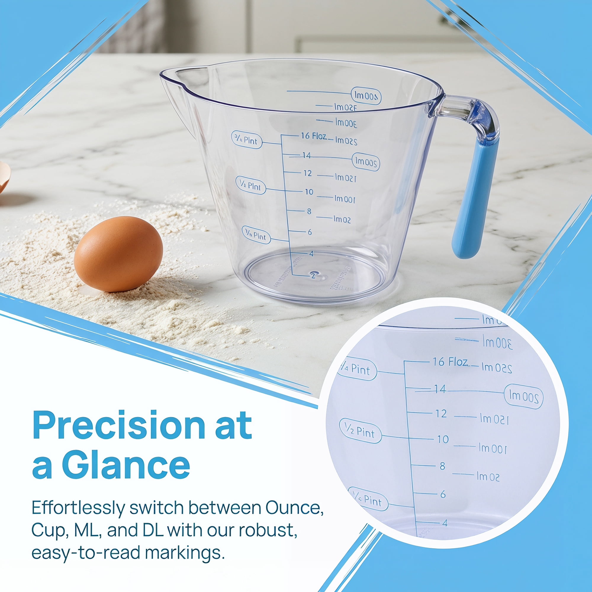 Unique Bargains Measuring Cup PS Material for Wet Ingredients Blue 400ml