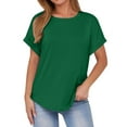 thumbnail image 2 of Elvqul Crewneck Tops for Women Long Sleeve Green T Shirts Plus Size Cute Womens Blouses, 2 of 9
