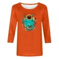 thumbnail image 3 of Womens Orange Festival T Shirt Casual 3/4 Sleeve Crewneck Tops Cute Print Tee Top Thin Fashion Clothes, 3 of 3